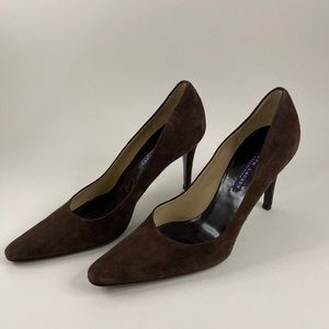 Vintage Brown Suede Ralph Lauren Heels 7.5